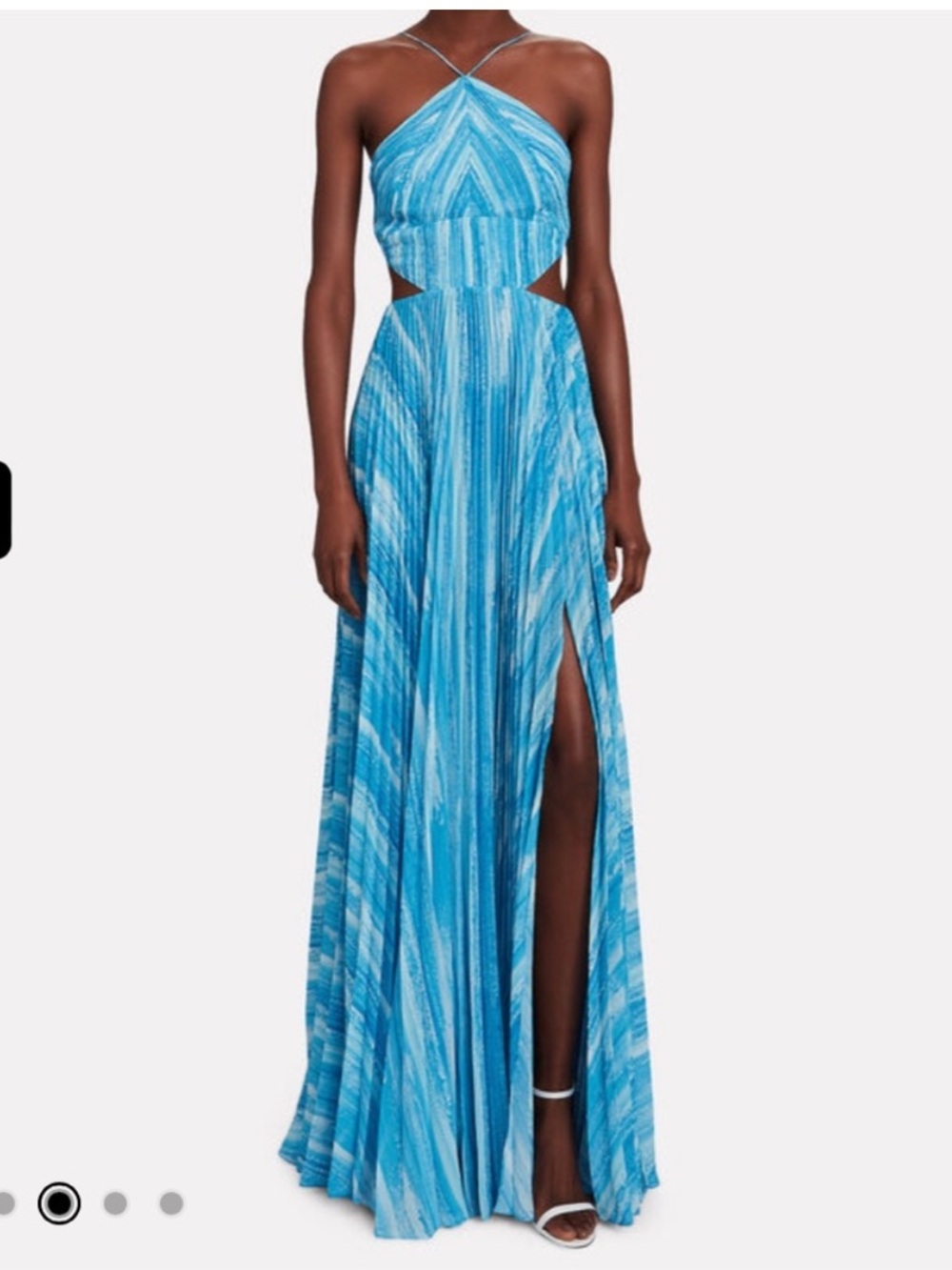 AMUR Janet Gown Striped Blue Halter Maxi Dress with Cutouts